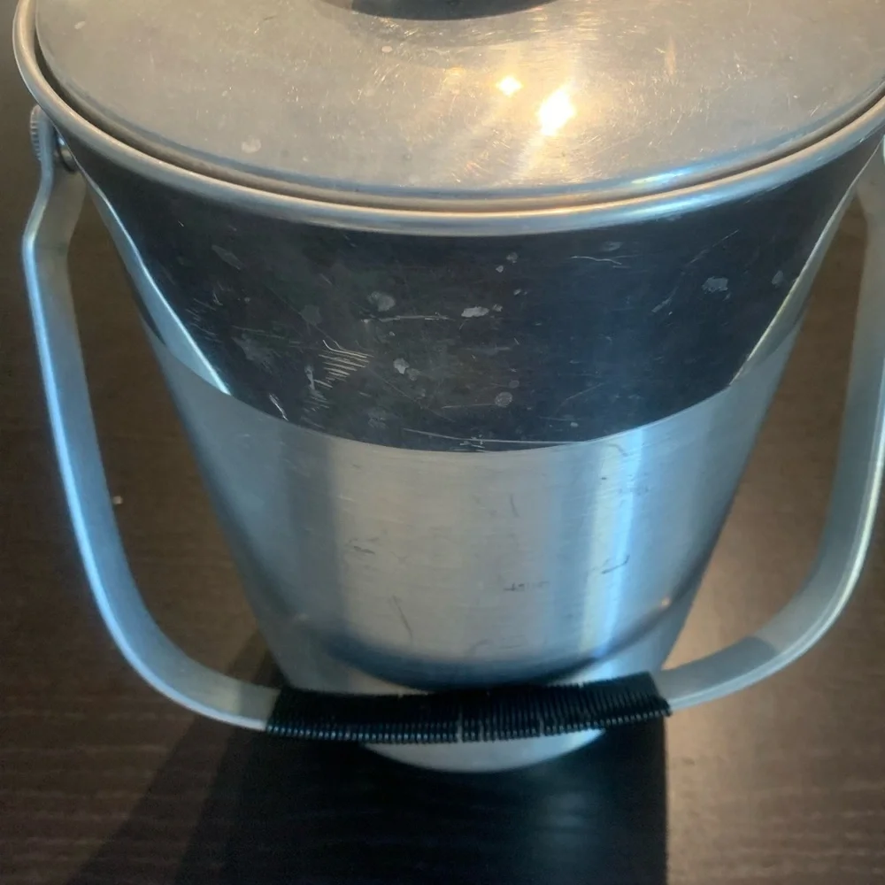 Vintage Silver Ice Bucket with Black Handle